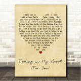 Joan Armatrading Feeling in My Heart (For You) Vintage Heart Song Lyric Wall Art Canvas Framed Print