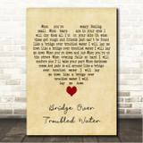 John Legend Bridge Over Troubled Water Vintage Heart Song Lyric Wall Art Canvas Framed Print