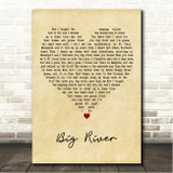 Johnny Cash Big River Vintage Heart Song Lyric Wall Art Canvas Framed Print