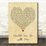 Josh Turner Would You Go with Me Vintage Heart Song Lyric Wall Art Canvas Framed Print