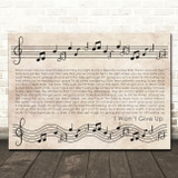 Jason Mraz I Wont Give Up Vintage Music Notes Script Song Lyric Wall Art Canvas Framed Print