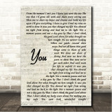 Jason Cassidy You Vintage Script Song Lyric Wall Art Canvas Framed Print