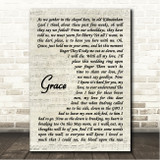 Jim McCann Grace Vintage Script Song Lyric Wall Art Canvas Framed Print