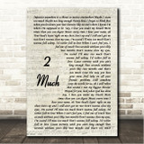 Justin Bieber 2 Much Vintage Script Song Lyric Wall Art Canvas Framed Print