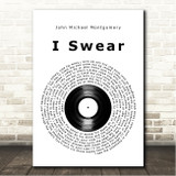 John Michael Montgomery I Swear Vinyl Record Song Lyric Wall Art Canvas Framed Print