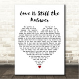Jason Mraz Love Is Still the Answer White Heart Song Lyric Wall Art Canvas Framed Print