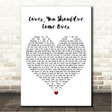 Jeff Buckley Lover, You Should've Come Over White Heart Song Lyric Wall Art Canvas Framed Print