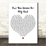 Jet Are You Gonna Be My Girl White Heart Song Lyric Wall Art Canvas Framed Print