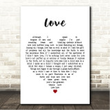 Joni Mitchell Love White Heart Song Lyric Wall Art Canvas Framed Print