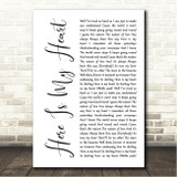 Jake & Beth Here Is My Heart White Script Song Lyric Wall Art Canvas Framed Print