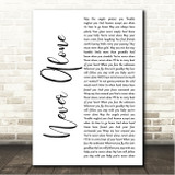 Jim Brickman Never Alone White Script Song Lyric Wall Art Canvas Framed Print