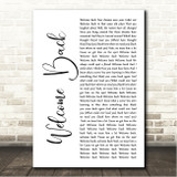 John Sebastian Welcome Back White Script Song Lyric Wall Art Canvas Framed Print