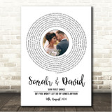 James Arthur Say You Wont Let Go White Vinyl Record Wedding First Dance Photo Song Lyric Wall Art Canvas Framed Print