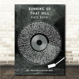 Kate Bush Running Up That Hill Grunge Grey Vinyl Record Song Lyric Wall Art Canvas Framed Print