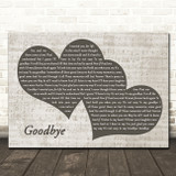 Kenny Rogers Goodbye Landscape Music Script Two Hearts Song Lyric Wall Art Canvas Framed Print