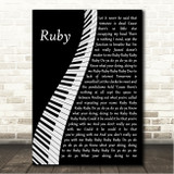 Kaiser Chiefs Ruby Piano Song Lyric Wall Art Canvas Framed Print