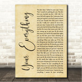 Keith Urban Your Everything Rustic Script Song Lyric Wall Art Canvas Framed Print