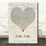 Kano Nite Nite Script Heart Song Lyric Wall Art Canvas Framed Print