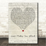 Kaylee Rose Love Makes You Blind Script Heart Song Lyric Wall Art Canvas Framed Print