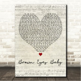 Keith Urban Brown Eyes Baby Script Heart Song Lyric Wall Art Canvas Framed Print