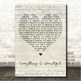 Kurt Travis Everything Is Beautiful Script Heart Song Lyric Wall Art Canvas Framed Print