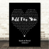 Karen Harding All For You Simple Heart Black & White Song Lyric Wall Art Canvas Framed Print