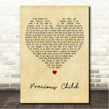 Karen Taylor Good Precious Child Vintage Heart Song Lyric Wall Art Canvas Framed Print