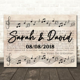 Kenny Rogers The Vows Go Unbroken Vintage Music Notes Script Song Lyric Wall Art Canvas Framed Print