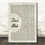 Kenny Chesney Dont Blink Vintage Script Song Lyric Wall Art Canvas Framed Print