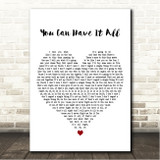 Kaiser Chiefs You Can Have It All White Heart Song Lyric Wall Art Canvas Framed Print