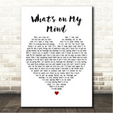 Kansas Whats on My Mind White Heart Song Lyric Wall Art Canvas Framed Print