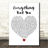Kip Moore Everything But You White Heart Song Lyric Wall Art Canvas Framed Print