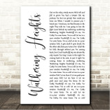 Kate Bush Wuthering Heights White Script Song Lyric Wall Art Canvas Framed Print