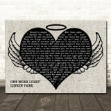 Linkin Park One More Light Heart Angel Wings Halo Memorial Song Lyric Wall Art Canvas Framed Print