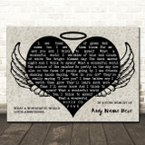 Louis Armstrong What A Wonderful World Heart Angel Wings Halo Memorial Song Lyric Wall Art Canvas Framed Print