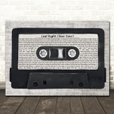 Lucy Spraggan Last Night (Beer Fear) Music Script Cassette Tape Song Lyric Wall Art Canvas Framed Print