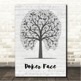 Lady Gaga Poker Face Music Script Tree Song Lyric Wall Art Canvas Framed Print