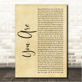 Lionel Richie You Are Rustic Script Song Lyric Wall Art Canvas Framed Print