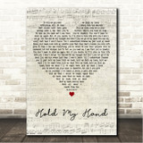 Lady Gaga Hold My Hand Script Heart Song Lyric Wall Art Canvas Framed Print