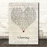 Langhorne Slim Worries Script Heart Song Lyric Wall Art Canvas Framed Print