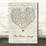 Led Zeppelin The Rain Song Script Heart Song Lyric Wall Art Canvas Framed Print