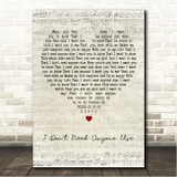 Liam Fitzgerald I Don't Need Anyone Else Script Heart Song Lyric Wall Art Canvas Framed Print