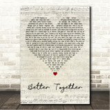 Luke Combs Better Together Script Heart Song Lyric Wall Art Canvas Framed Print