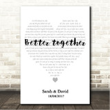 Luke Combs Better Together Simple Heart Pale Grey Song Lyric Wall Art Canvas Framed Print