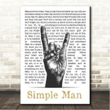 Lynyrd Skynyrd Simple Man Sketch Rock Fist Song Lyric Wall Art Canvas Framed Print