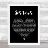 The Beverley Sisters Sisters Black Heart Song Lyric Quote Music Print