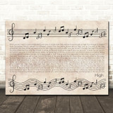 Lighthouse Family High Vintage Music Notes Script Song Lyric Wall Art Canvas Framed Print
