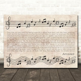Lonestar Amazed Vintage Music Notes Script Song Lyric Wall Art Canvas Framed Print