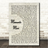 Lamb of god Memento Mori Vintage Script Song Lyric Wall Art Canvas Framed Print
