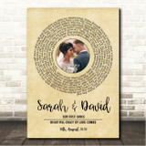 Luke Combs Beautiful Crazy Vintage Vinyl Record Wedding First Dance Photo Song Lyric Wall Art Canvas Framed Print